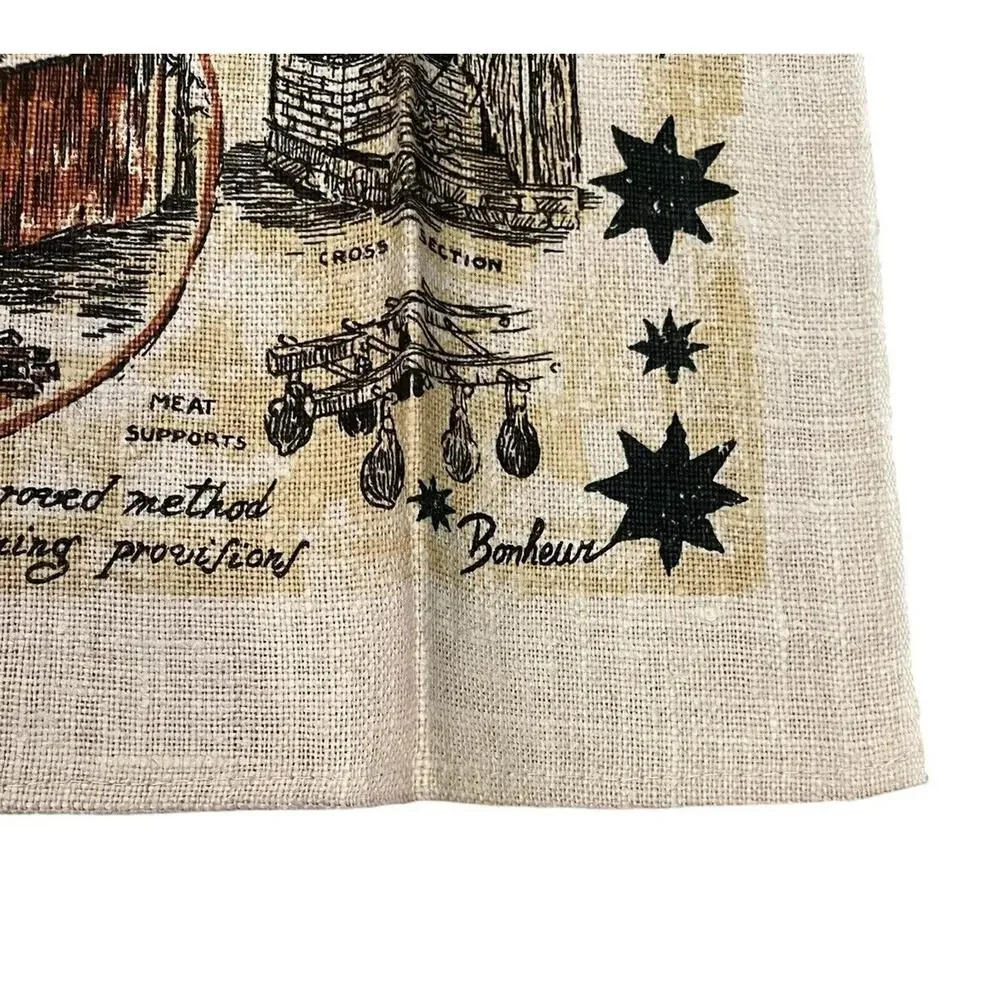 Vintage Linen Tea Towel Preserving Foods Country Life Bonheur KayDee NOS New